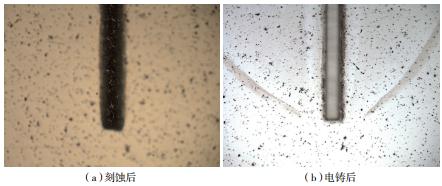 圖7? 刻蝕和電鑄后的側(cè)蝕形貌示意圖