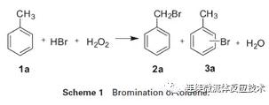 以甲苯為底物，進行了模型研究（Scheme 1）