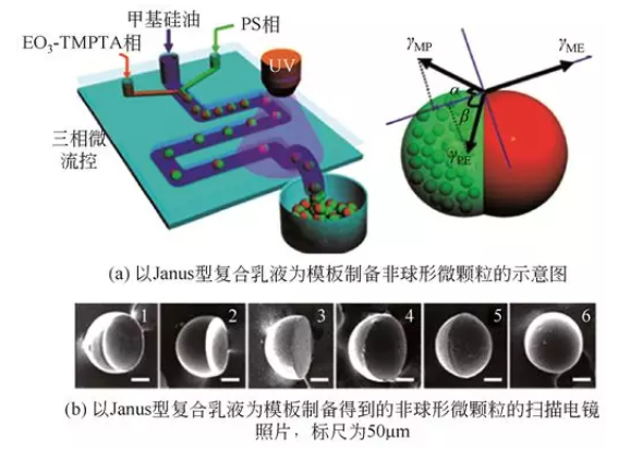 Janus型復合乳液模板法制備非球形微顆粒